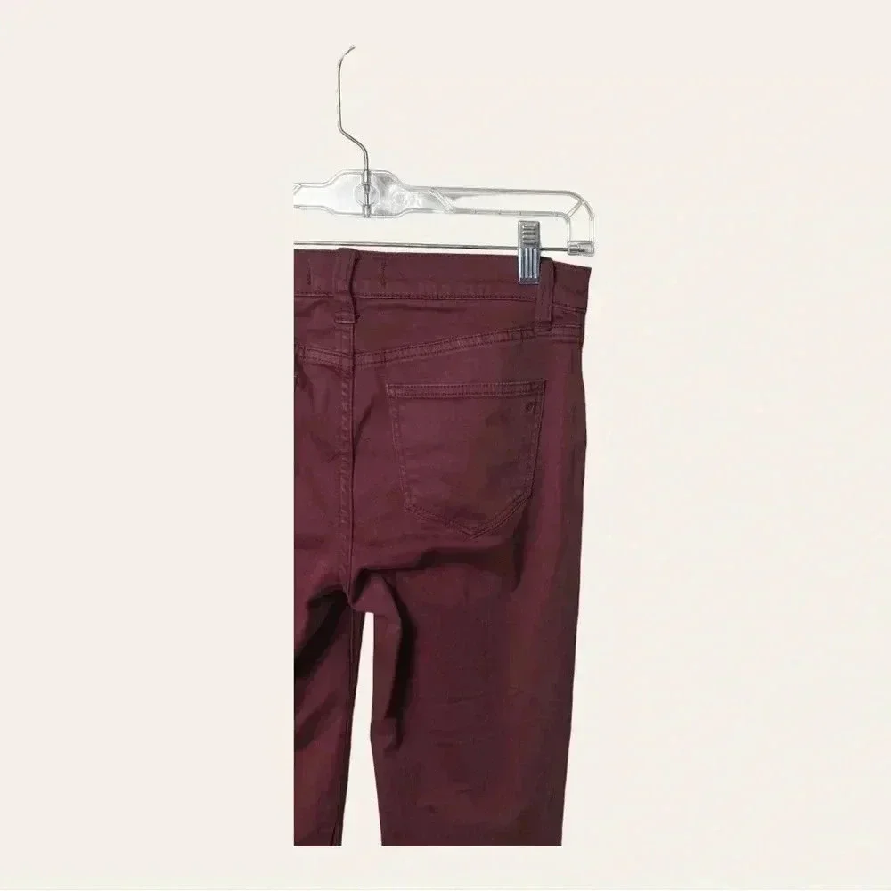 1145. Madewell HI RISE SKINNY SKINNY DENIM‎ JEANS BURGUNDY IN COLOR SIZE 26